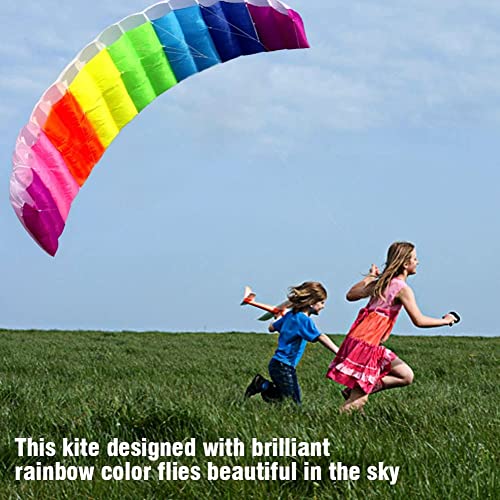 Nicoone Rainbow Kite for Children and Adults, Soft Stunt Sport Parafoil Kite with 30M/ 100FT Rope,Dual Line Sport Kite,Outdoor Seaside Beach Toy 1. 4M