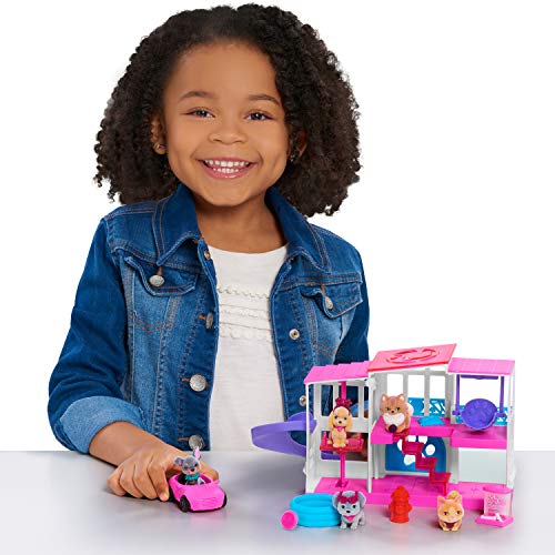 Barbie Pet Dreamhouse 2-Sided Playset, 10-pieces Include Pets and Accessories, Kids Toys for Ages 3 Up