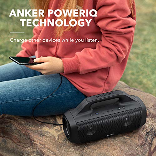 soundcore Anker Motion Boom Portable Bluetooth Speaker with Titanium Drivers, BassUp Technology, IPX7 Waterproof, 24H Playtime, App, Bluetooth 5.0, for Home, Party, Outdoors