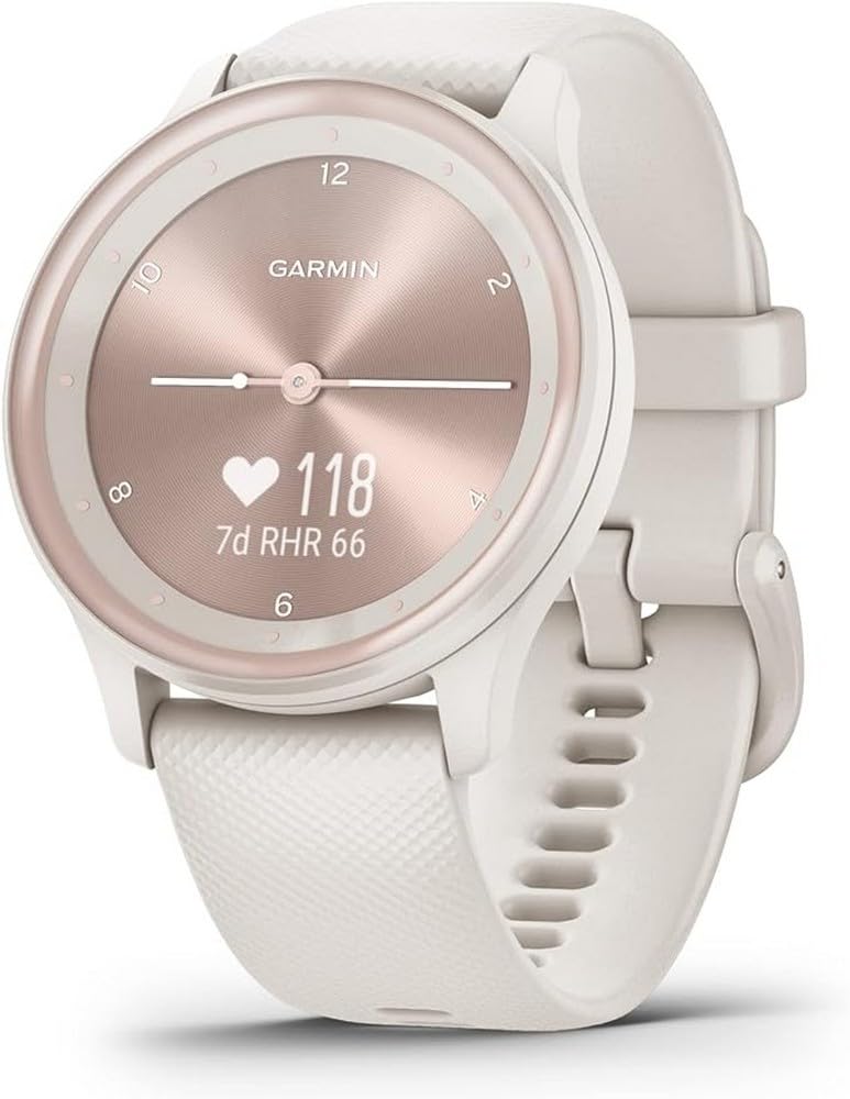 Garmin vívomove Sport, Hybrid Smartwatch with Health and Fitness functions, Hidden Touchscreen Display and up to 5 days battery life, Ivory