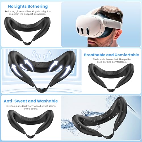 GEEKERA Head Strap for Meta Quest 3, Adjustable Elite Strap Replacement for Meta/Oculus Quest 3,Lightweight Upgraded Comfort VR Headset Strap Accessories Reduce Head Pressure with Silicone Eye Mask