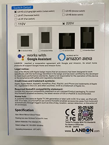 LANBON LCD 1/2/3Gang Smart Light Switch L8-HS,for Whole House Use, 2 Way,by Mesh Wifi,Supports Alexa&Google Home, Need Neutral Wire