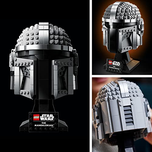 LEGO 75328 Star Wars The Mandalorian Helmet Buildable Model Kit, Display Collectible Decoration Set, Valentine's Day Treat for Adults, Gifts for Men, Women, Mum, Dad