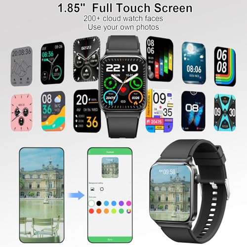 Smart Watch for Men Women Answer/Make Calls, 1.85" Touch Screen Smart Watches with Step Counter, Heart Rate Sleep Monitor, 110+ Sport Modes, Fitness Tracker, IP68 Waterproof Smartwatch for Android iOS