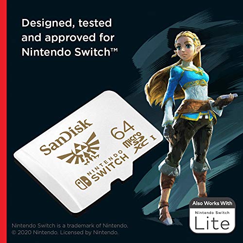 SanDisk 64GB microSDXC card for Nintendo Switch consoles up to 100 MB/s UHS-I Class 10 U3