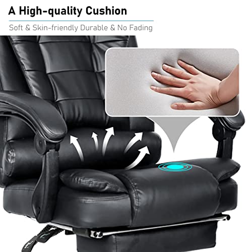 Blisswood Executive Office Chair For Home, 2 Point Massage Office Chair With Footrest & Lumbar Support, Recliner Computer Desk Chair, Ergonomic Swivel Gaming Chair Black For Home Office