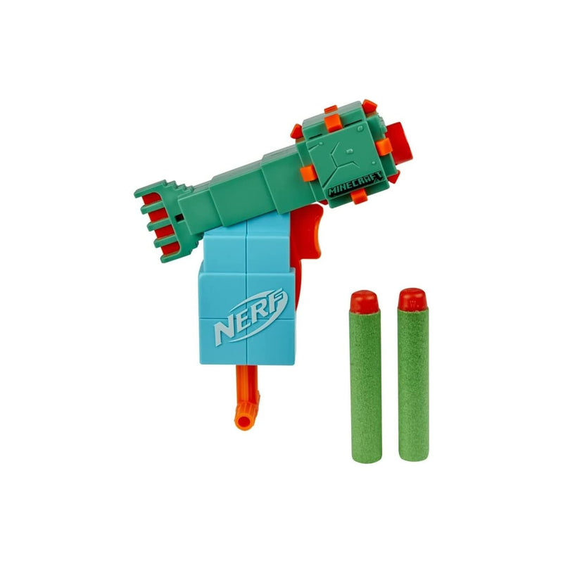Nerf MicroShots Minecraft Guardian Mini Blaster, Minecraft Guardian Mob Design, Includes 2 Official Nerf Elite Darts, Multicolor