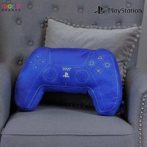 Character World Officially Licensed PlayStation Controller Shaped Cushion Pillow Handset Design Stuffed Plush Shaped Pillow | Perfect For Bedroom Or Gaming Décor, Blue