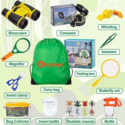 Outdoor Explorer Kit Gifts Toys,Kids Binoculars Set,Outdoor Exploration Set,Best for 8+ Year Old Boy and Girl,Kids Adventure Kit,Children Outdoor Educational Kit(22 PCS)