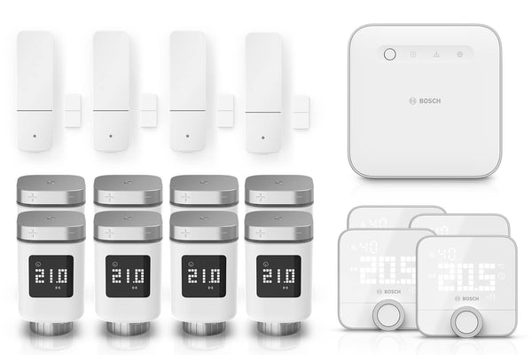 Bosch Smart Home Heating Set, 8x radiator thermostat II, 4x room thermostat II, 4x door/window contact II, 1x controller II