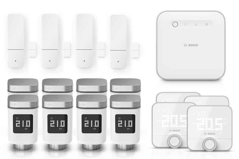 Bosch Smart Home Heating Set, 8x radiator thermostat II, 4x room thermostat II, 4x door/window contact II, 1x controller II