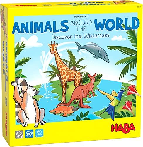 HABA 306561 Animals Around the World - Discover the Wilderness - A Wildly exciting facts game for 2 to 4 children ages 6 and older, English version (Made in Germany)