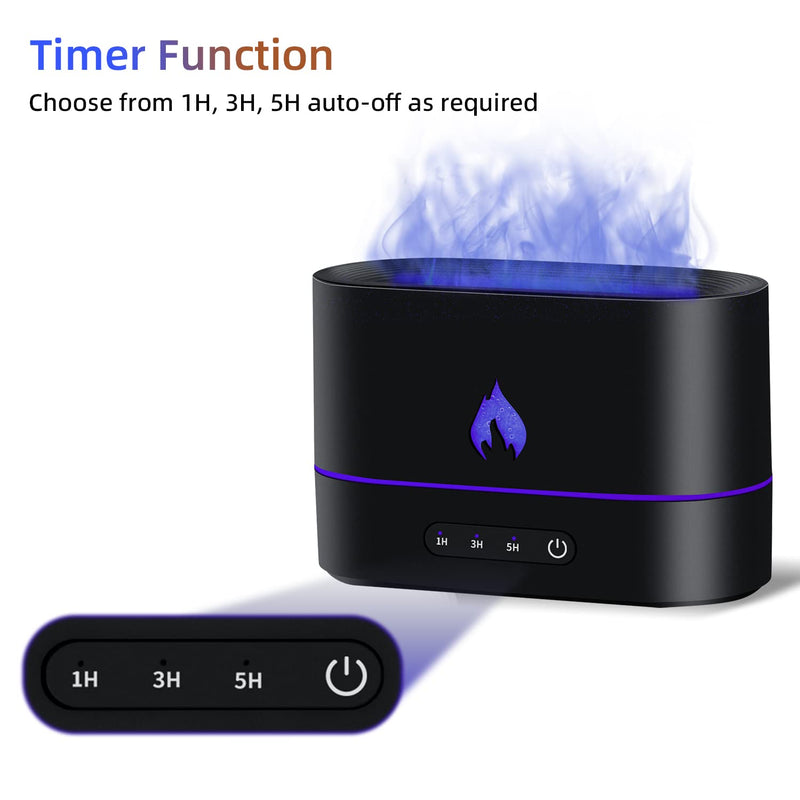 Mcbazel Flame Aroma Diffuser,Fragrance Essential Oil Diffuser Humidifier,Aroma Diffuser Humidifier with 3D Flame Night Light 200mL for Bedroom, Home and Office - Black