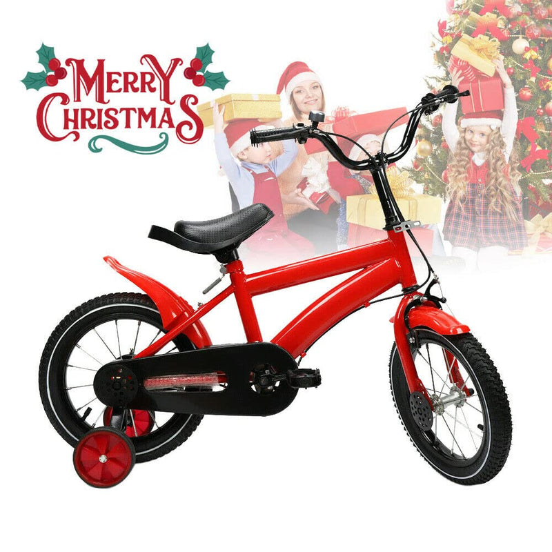 WSIKGHU Children's Bicycle 14 Inch Kids Bike Beginner Bike with Training Wheel Scarbon Steel Kids Bike Height Adjustable Kids Bike with Fenders for Kids 3-6 Years Old (red)