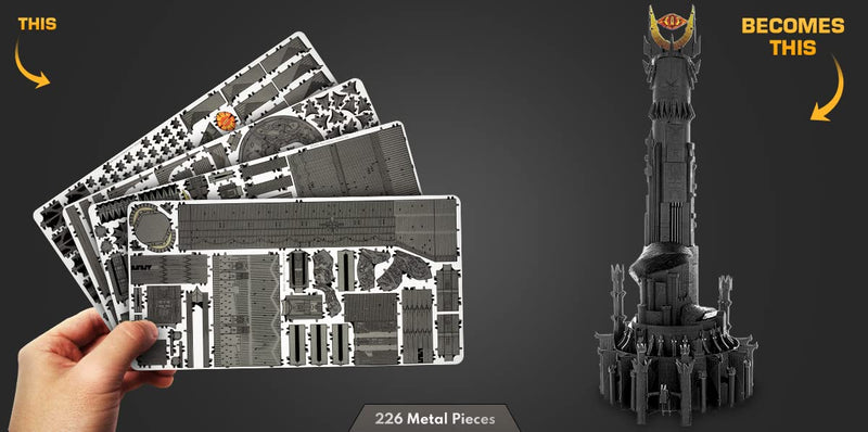 Fascinations Metal Earth Premium Series Lord of The Rings Barad-Dur 3D Metal Model Kit Bundle with Tweezers