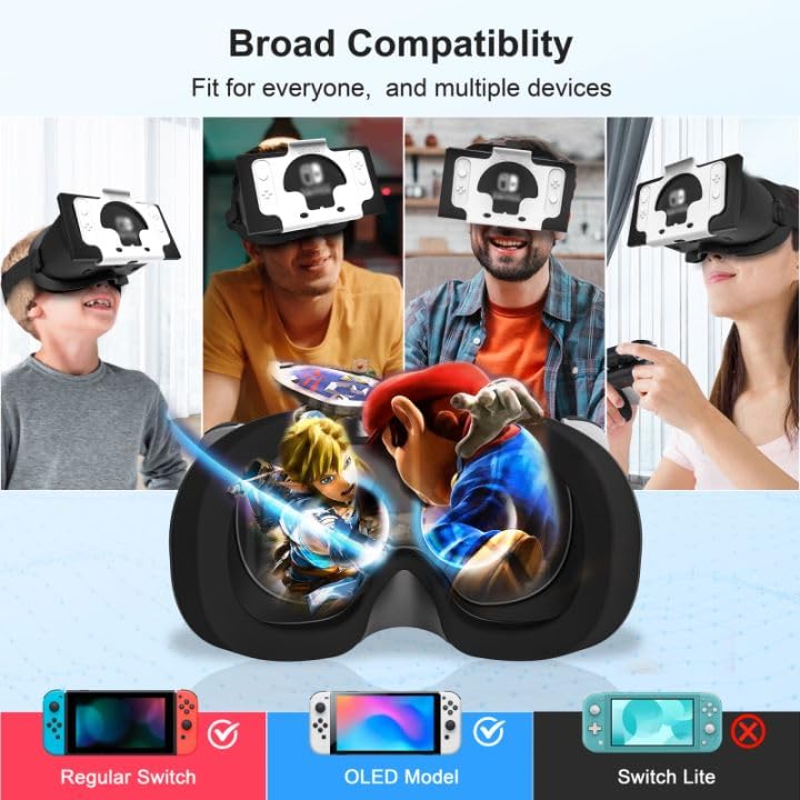 VR Headset Compatible with Nintendo Switch & Nintendo Switch OLED Model, Upgraded with Adjustable HD Lenses, Virtual Reality Glasses for Original Nintendo Switch