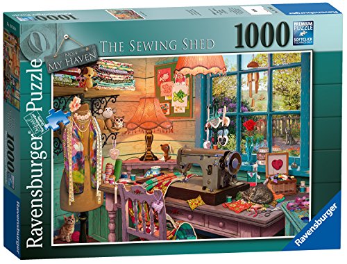 Ravensburger My Haven No.4 The Sewing Shed 1000 Piece Jigsaw Puzzle for Adults and for Kids Age 12 and Up, Multicolor