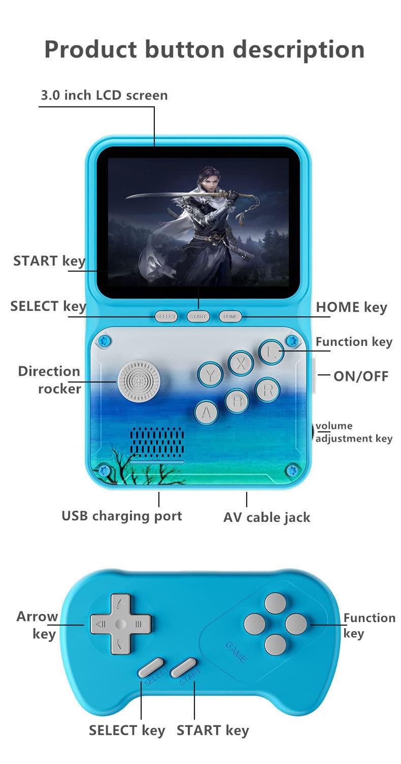 CZT 3.0 inch colorful double game console retro handheld 500-in-1 nostalgic video game can be connected to TV multi-language rechargeable lithium battery children's student gift (Almond)