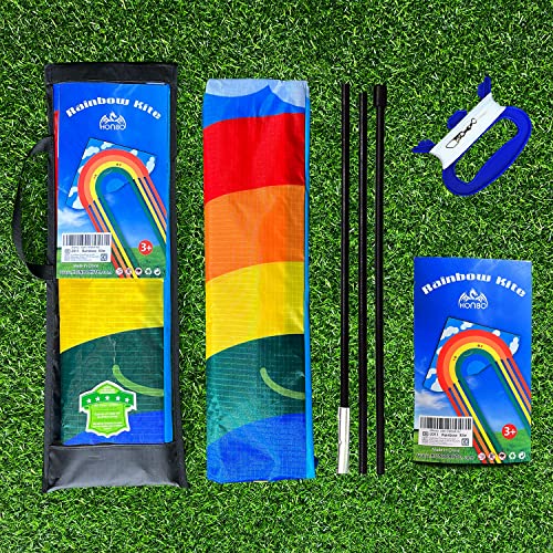 HONBO Rainbow Delta Kites for Adults-Beginner kite for kids Easy to fly - Kit Line and Swivel Included- Good for Outdoor Games and Summer The Beach Toys for Kids