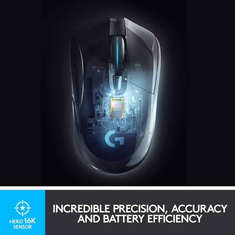 Logitech G703 LIGHTSPEED Wireless Gaming Mouse, HERO 25K Sensor, 25,600 DPI, RGB, Adjustable Weights, 6 Programmable Buttons, Long Battery Life, POWERPLAY-compatible, PC/Mac - Black