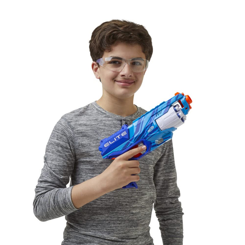 Nerf Elite Disruptor Blaster, 6-Dart Rotating Drum, 6 Nerf Elite Darts, Slam Fire, Reflex Blue, Amazon Exclusive