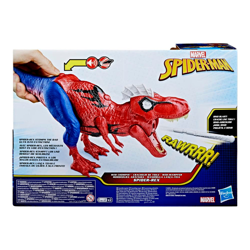 Marvel Hasbro Spider-Man Web Chompin' Spider-Rex Action Figure, Sounds and Dino Blast Action, Multicolor, Superhero Toys for Children 4 and Up