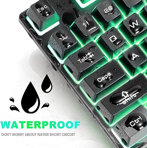 60% Gaming Keyboard, 87 Keys Mechanical Feeling Multi Color RGB Illuminated LED Backlit Wired Light Up Keyboard, Anti ghosting Mini Compact Waterproof TKL PBT Keycaps for PC/Laptop/Computer, Black