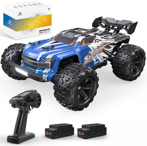 DEERC Brushless Extreme High Speed RC Truck, 1:16 4X4 RTR Fast RC Cars for Adults, Max 42mph All Terrains RC Monster Truck, Off Road Hobby Electric Vehicle Gift for Boys, 2 Battery