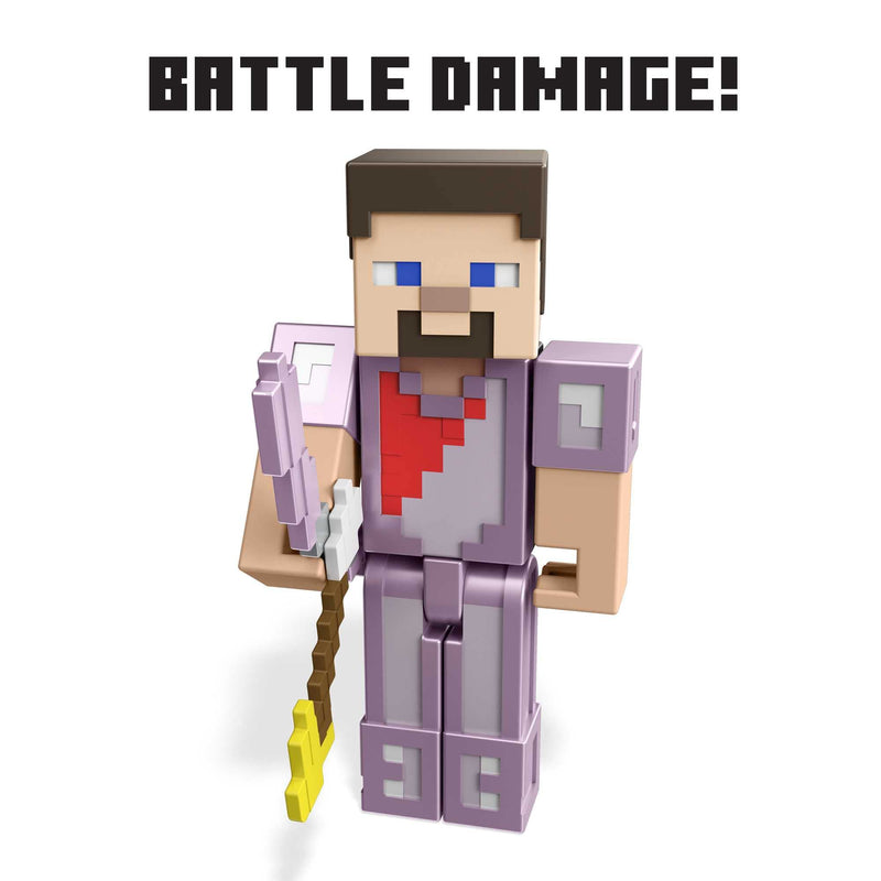 Minecraft Ultimate Ender Dragon Figure, 20-in Mist-Breathing Creature, Plus 3.25-in Color-Change Steve Figure, Weapon, Amor and Battle Accessory, Gift for 6 Years Old and Up