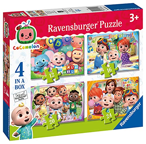 Ravensburger Cocomelon - 4 in Box (12, 16, 20, 24 Pieces) Jigsaw Puzzles for Kids Age 3 Years Up