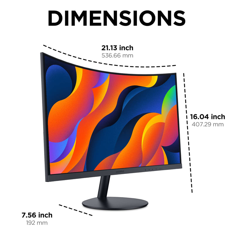 KOORUI 24-Inch Curved Computer Monitor- Full HD 1080P 60Hz Gaming Monitor 1800R LED Monitor HDMI VGA, Tilt Adjustment, Eye Care, Black 24N5C