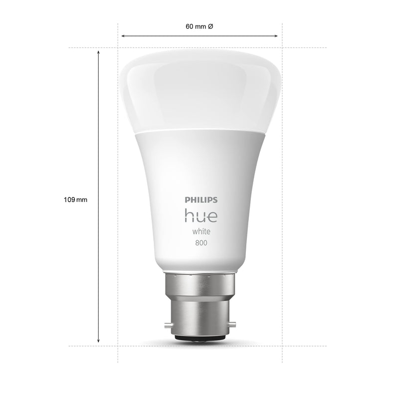 Philips Hue White LED Smart Light Bulb 2 Pack [B22 Bayonet Cap] Warm White - for Indoor Home Lighting, Compatible with Amazon Alexa Devices