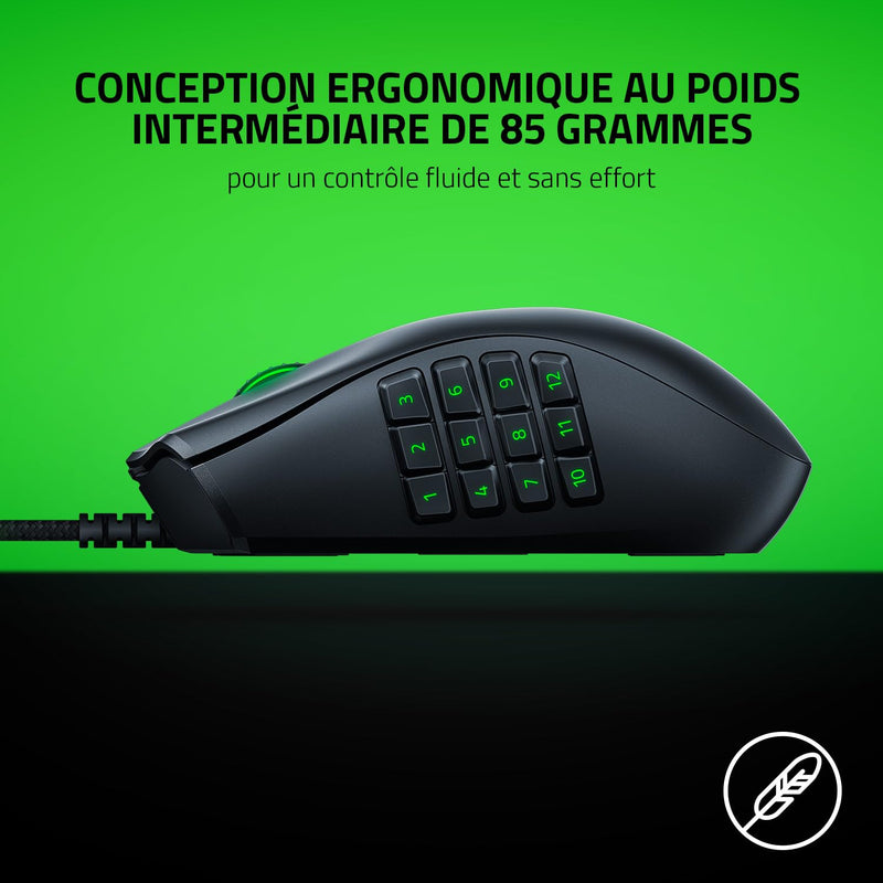 Razer Naga X - Ergonomic MMO Gaming Mouse with 16 Programmable Buttons (2nd Gen Optical Mouse Switches, Advanced 5G Optical Sensor, 85 g Ergonomic Design, RGB Chroma, Speedflex Cable) Black