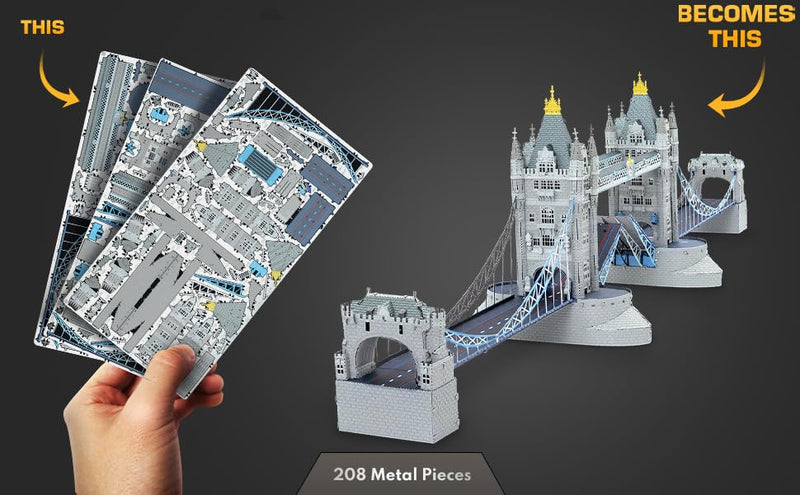 Fascinations Metal Earth Premium Series London Tower Bridge 3D Metal Model Kit Bundle with Tweezers