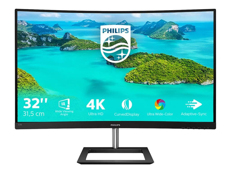 Philips 328E1CA - 32 inch Curved 4K Monitor, 60Hz, 4ms, VA, Speakers, Flicker Free, Adaptive Sync (3840 x 2160 @ 60 Hz, 250 cd/m², 4 ms, HDMI2.0 / DP1.2)