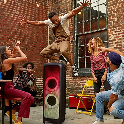 JBL PartyBox 1000 - High power bluetooth speaker with light effects, USB playback and mic/guitar inputs, in black with a full multicolour panel