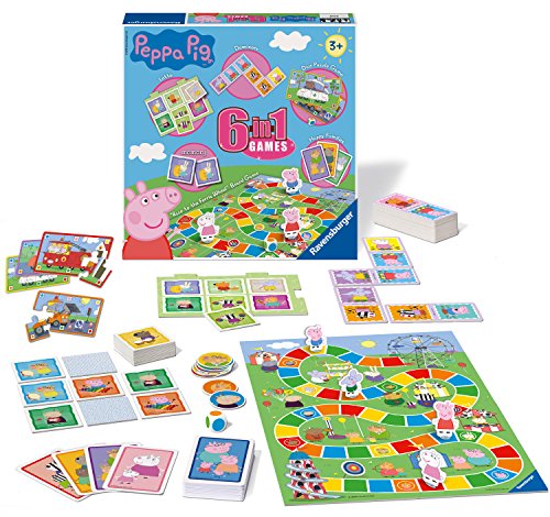 Ravensburger Peppa Pig 6-in-1 Games Compendium For Kids & Families Age 3 Years and Up - Bingo, Dominoes, Snakes & Ladders, Checkers, Playing Cards and Memory Game