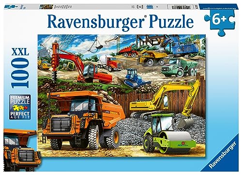 Ravensburger Construction Vehicles 100 Piece Jigsaw Puzzle with Extra Large Pieces for Kids Age 6 Years & Up