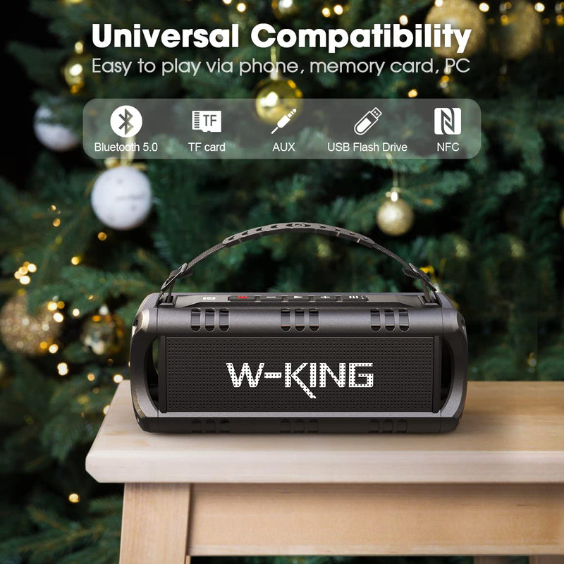 W-KING Bluetooth Speaker, 30W Portable Wireless Loud Speakers, IPX6 Waterproof Outdoor Speaker with Punchy Bass, 24H Play, EQ, AUX, TF Card, USB Playback -Powerful Speaker for Home, Party, Camping