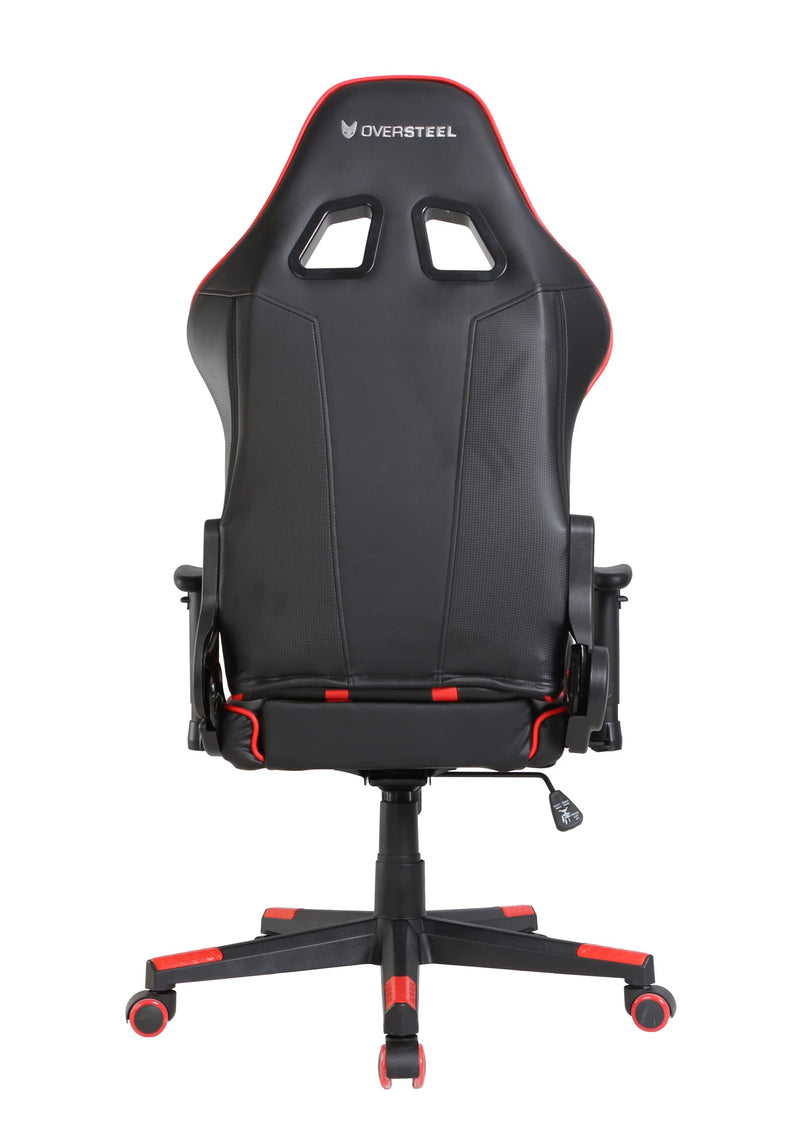 Oversteel - ULTIMET Professional Gaming Chair Leatherette, 2D Armrests, Height Adjustable, Reclining Backrest 180º, Gas Piston Class 3, Up to 120Kg, Red