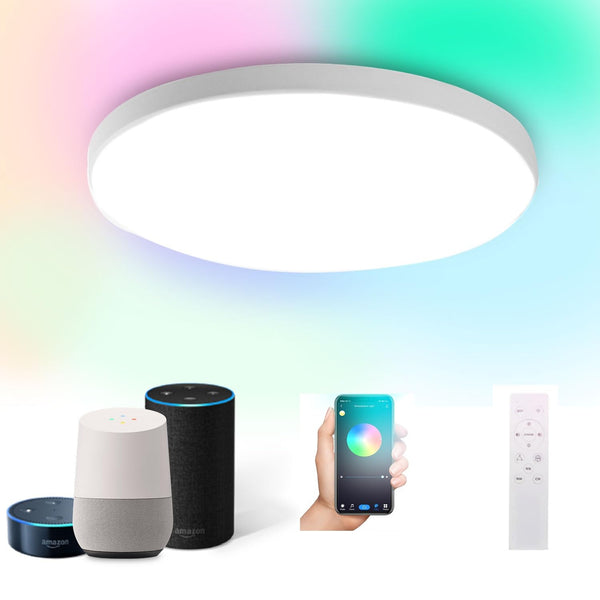 DoHome Smart LED Ceiling Light WiFi Ceiling Light 24W 1920lm RGB 2700K - 6500K Dimmable, APP or Voice Control Compatible with Alexa/Google Home for Kitchen Living Room Bedroom No Hub Required