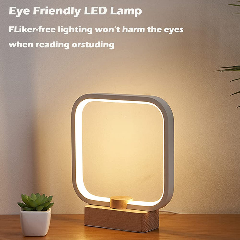 LED Wood Table Lamp, 3-Color Temperature Bedside Lamp,Bedroom Bedside Night Light, Dimmable Led Lighting, Small Table Lamps for Living Room OfficeCreative Home Decor, Unique House warmging Gift