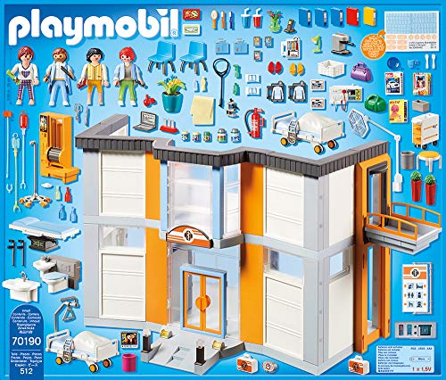 Playmobil 70190 City Life Large Furnished Hospital with Lift, educational toy, fun imaginative role play, playset suitable for children ages 4+