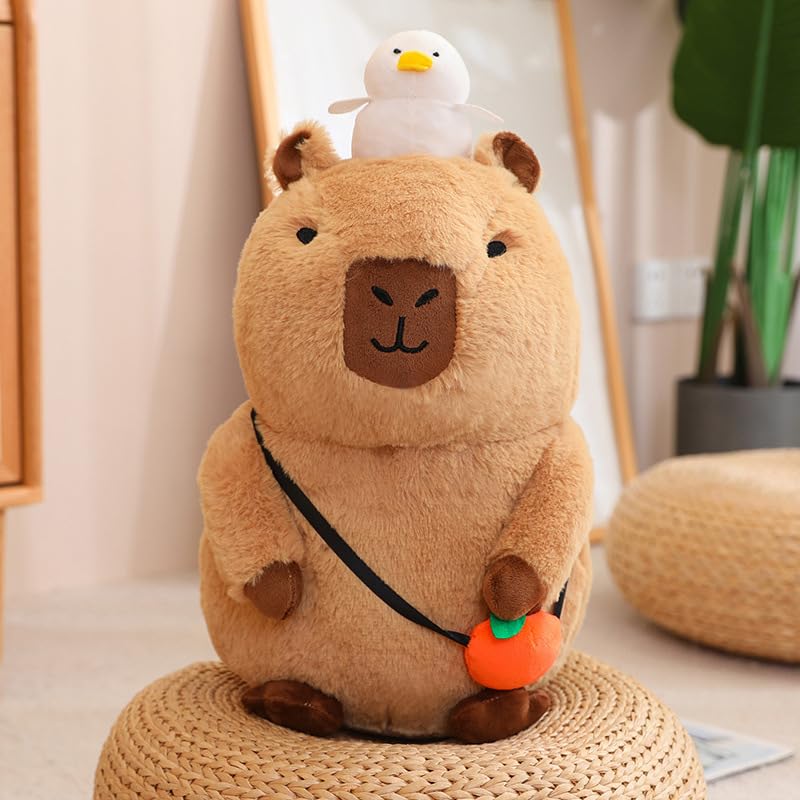 Capybara Plush, Capybara Stuffed Animal with Cute Turtle Backpack, Capybara Pillow, Doll Plush Soft Pillow Stuffed Toy Skin-friendly Comfortable Cushion Cuddle for Boys Girls Gifts Girlfriend