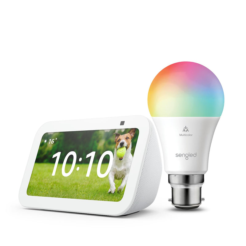 Echo Show 5 (3rd generation) | White + Sengled LED Smart Light Bulb (B22), Works with Alexa - Smart Home Starter Kit