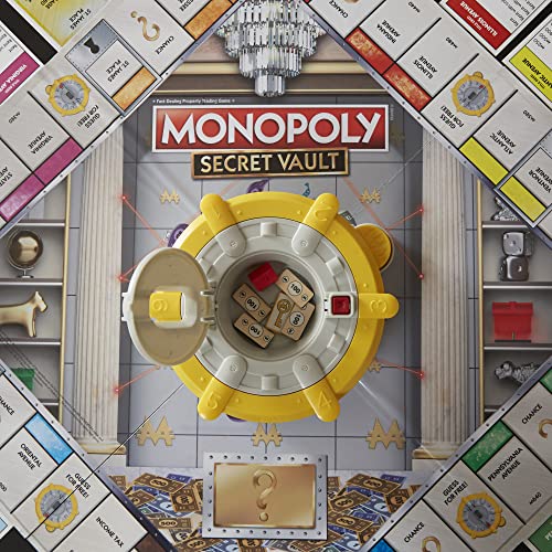 MONOPOLY Secret Vault Board Game for Kids Ages 8 and Up, Family Board Game for 2-6 Players, Includes Vault