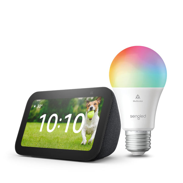 Echo Show 5 (3rd generation) | Charcoal + Sengled LED Smart Light Bulb (E27), Works with Alexa - Smart Home Starter Kit