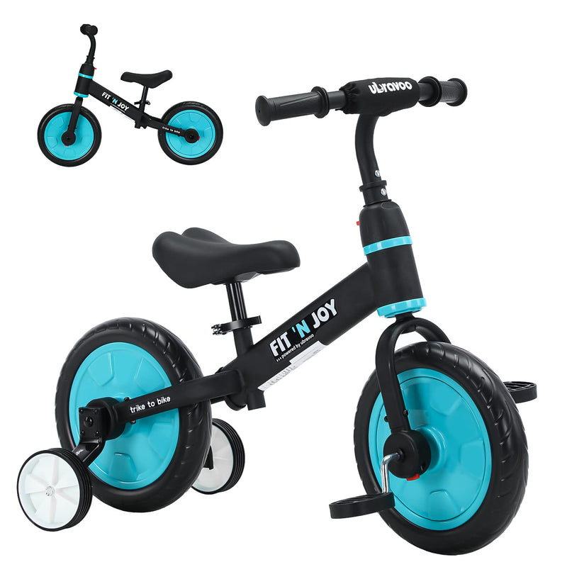 UBRAVOO Fit 'n Joy Beginner Toddler Training Bicycle, 4-in-1 Kids Balance Bike with Pedals & Training Wheels Options, Trike to Bike Riding Toys for Boys Girls 2-5