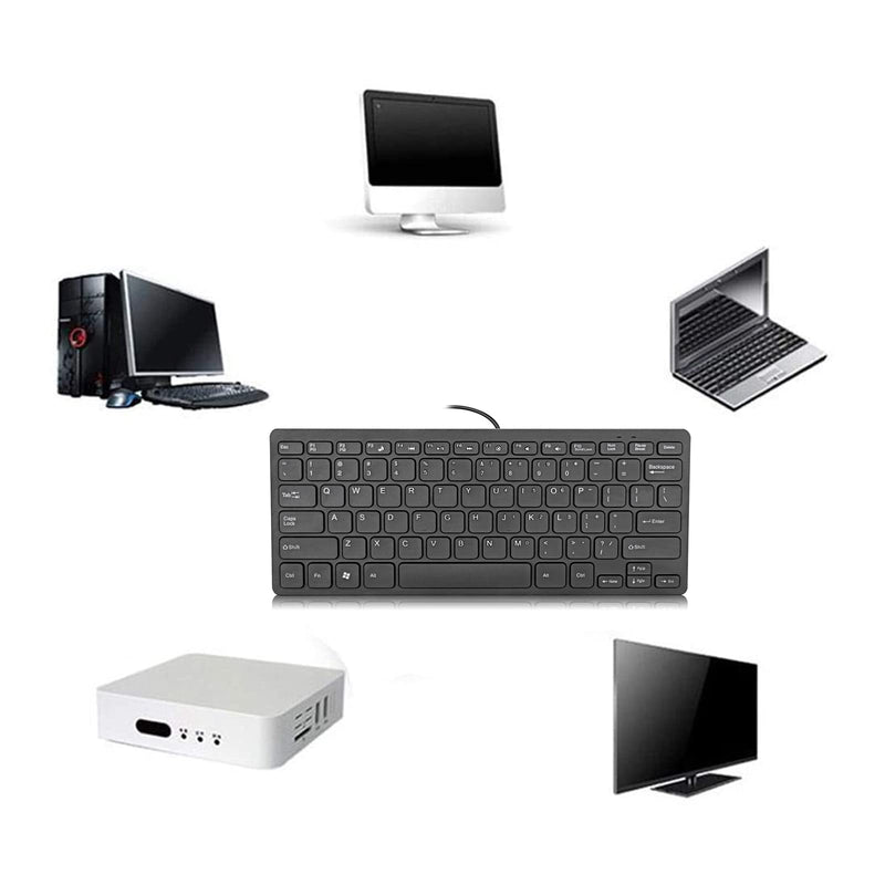 ASIDE USB Wired Mini Keyboard, Slim Ergonomic Keyboard Small Compact Simple Wired Business Keyboard for Laptop and Desktop Computer, Plug and Play