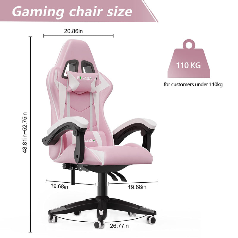 bigzzia Gaming Chair Office Chair Desk Chair Swivel Heavy Duty Chair Ergonomic Design with Cushion and Reclining Back Support (Pink)